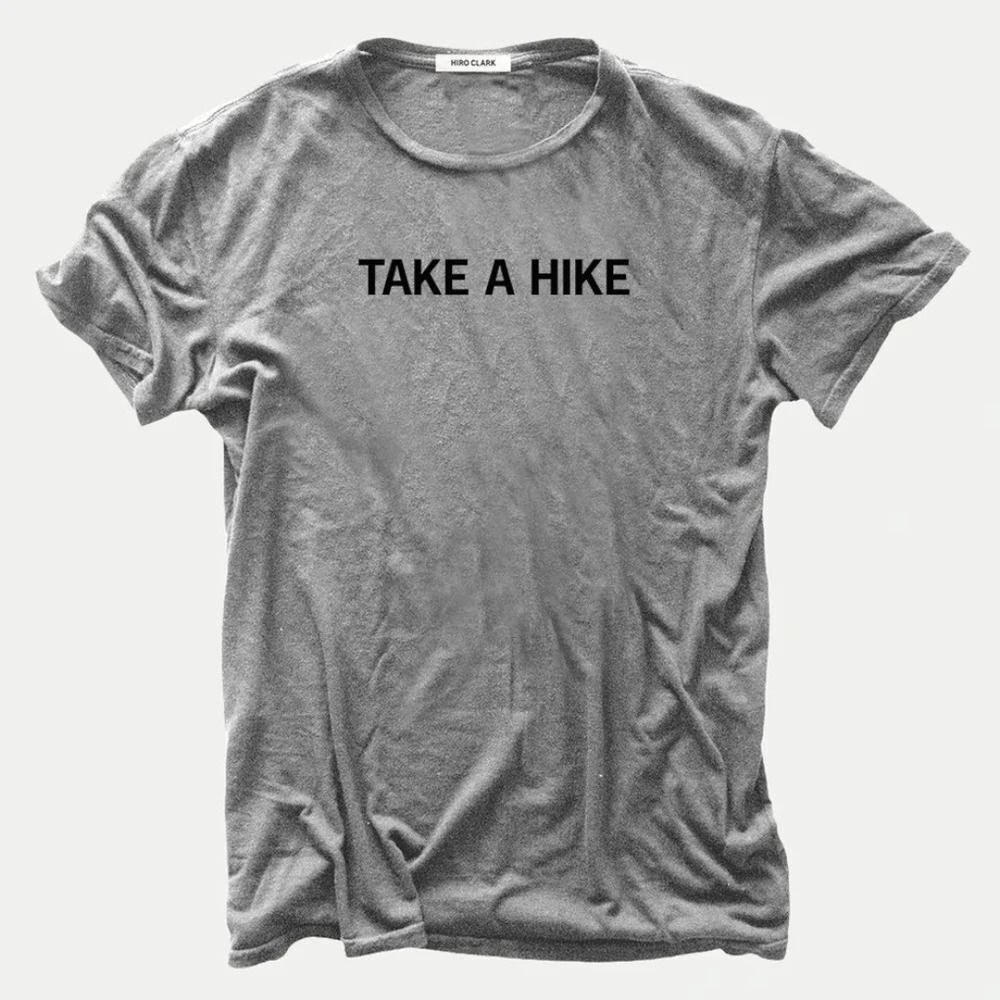 HIRO CLARK "TAKE A HIKE" SLUB SHORT SLEEVE COTTON TEE SHIRT